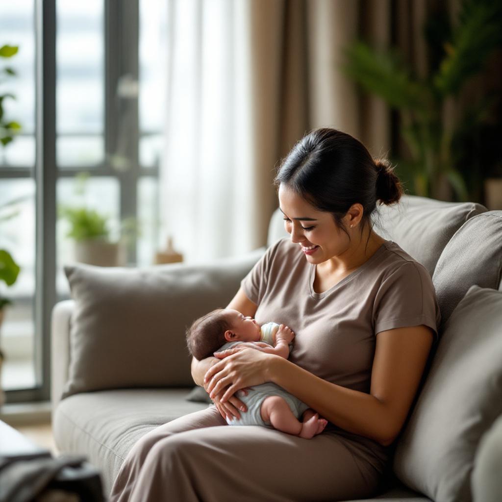 外傭溫柔照顧初生嬰兒